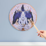 Maxbell Shaman Drum Handmade Meditation Decorative with Drum Stick Music Lovers Gift white wolf