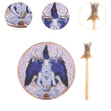 Maxbell Shaman Drum Handmade Meditation Decorative with Drum Stick Music Lovers Gift white wolf