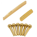 Maxbell Guitar Bridge Saddle Brass Musical Instrument Part Easy to Install Accessory Nut Saddle Pin set