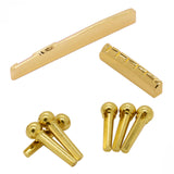 Maxbell Guitar Bridge Saddle Brass Musical Instrument Part Easy to Install Accessory Nut Saddle Pin set