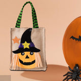 Maxbell Trick or Treat Tote with Handle Snack Grocery Bag Reusable Halloween Handbag Pumpkin