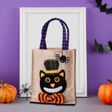 Maxbell Trick or Treat Tote with Handle Snack Grocery Bag Reusable Halloween Handbag Black Cat