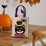 Maxbell Trick or Treat Tote with Handle Snack Grocery Bag Reusable Halloween Handbag Black Cat