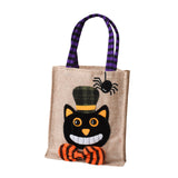 Maxbell Trick or Treat Tote with Handle Snack Grocery Bag Reusable Halloween Handbag Black Cat