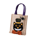 Maxbell Trick or Treat Tote with Handle Snack Grocery Bag Reusable Halloween Handbag Black Cat