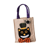 Maxbell Trick or Treat Tote with Handle Snack Grocery Bag Reusable Halloween Handbag Black Cat