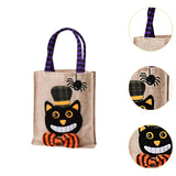 Maxbell Trick or Treat Tote with Handle Snack Grocery Bag Reusable Halloween Handbag Black Cat