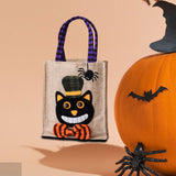 Maxbell Trick or Treat Tote with Handle Snack Grocery Bag Reusable Halloween Handbag Black Cat