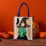 Maxbell Trick or Treat Tote with Handle Snack Grocery Bag Reusable Halloween Handbag Witch