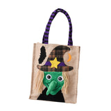 Maxbell Trick or Treat Tote with Handle Snack Grocery Bag Reusable Halloween Handbag Witch