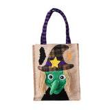 Maxbell Trick or Treat Tote with Handle Snack Grocery Bag Reusable Halloween Handbag Witch