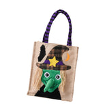 Maxbell Trick or Treat Tote with Handle Snack Grocery Bag Reusable Halloween Handbag Witch