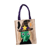 Maxbell Trick or Treat Tote with Handle Snack Grocery Bag Reusable Halloween Handbag Witch