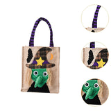 Maxbell Trick or Treat Tote with Handle Snack Grocery Bag Reusable Halloween Handbag Witch