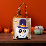 Maxbell Trick or Treat Tote with Handle Snack Grocery Bag Reusable Halloween Handbag Skull