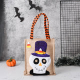 Maxbell Trick or Treat Tote with Handle Snack Grocery Bag Reusable Halloween Handbag Skull