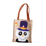 Maxbell Trick or Treat Tote with Handle Snack Grocery Bag Reusable Halloween Handbag Skull