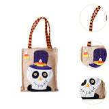 Maxbell Trick or Treat Tote with Handle Snack Grocery Bag Reusable Halloween Handbag Skull