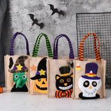 Maxbell Trick or Treat Tote with Handle Snack Grocery Bag Reusable Halloween Handbag Skull