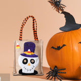 Maxbell Trick or Treat Tote with Handle Snack Grocery Bag Reusable Halloween Handbag Skull