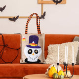 Maxbell Trick or Treat Tote with Handle Snack Grocery Bag Reusable Halloween Handbag Skull