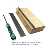 3 23 35 Degree 3 in 1 Fret File for Rounding Shaping Deburring Frets Sprouts Wood Color