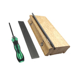 3 23 35 Degree 3 in 1 Fret File for Rounding Shaping Deburring Frets Sprouts Wood Color