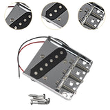 Maxbell Guitar Bridge Pickup Chrome with 4 Screws Hardtail Portable Sturdy 3 Saddles