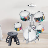 Maxbell Kids Children Drum Set PVC Development Toy for Boys Girls Aged 4 to 14 Child Silver Edge