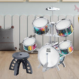 Maxbell Kids Children Drum Set PVC Development Toy for Boys Girls Aged 4 to 14 Child Silver Edge
