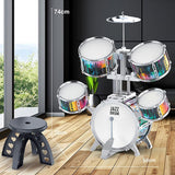 Maxbell Kids Children Drum Set PVC Development Toy for Boys Girls Aged 4 to 14 Child Silver Edge