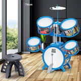 Maxbell Kids Children Drum Set PVC Development Toy for Boys Girls Aged 4 to 14 Child Blue Color Edge