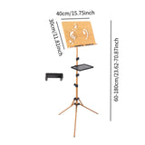 Maxbell Wooden Music Stand for Sheet Music Sturdy Portable for Lectern Piano Player with tray phone clip