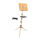 Maxbell Wooden Music Stand for Sheet Music Sturdy Portable for Lectern Piano Player with tray phone clip