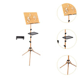 Maxbell Wooden Music Stand for Sheet Music Sturdy Portable for Lectern Piano Player with tray phone clip