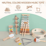 Maxbell 8x Xylophone Maracas Percussion Toy Set for Preschool Age 2-4 Birthday Gifts