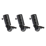 Maxbell 3Pcs Speaker Stand Metal Swivel Casters Smooth for 35mm Pipe Diameter Studio mute wheels