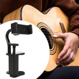Maxbell Guitar Phone Holder Mount Black Phone Clamp for 6-10cm Thick Guitars/ukulele