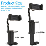 Maxbell Guitar Phone Holder Mount Black Phone Clamp for 6-10cm Thick Guitars/ukulele