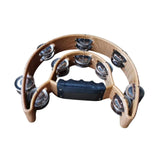 Maxbell Double Row Tambourine Half Moon Favors Hand Bell for Party Concert Beginners