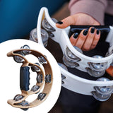 Maxbell Double Row Tambourine Half Moon Favors Hand Bell for Party Concert Beginners
