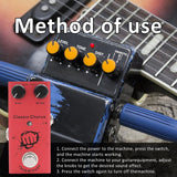 Maxbell Electric Guitar Effects Pedal Professional True Bypass for Stage Live Studio Classic Chorus
