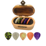 Maxbell Guitar Pick Box Wooden Guitar Pick Case for Friends Guitarists Birthday Gift