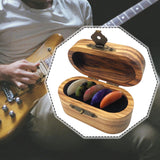 Maxbell Guitar Pick Box Wooden Guitar Pick Case for Friends Guitarists Birthday Gift