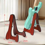 Maxbell Folding Guitar Stand Bracket Wooden Guitar Holder for Basses Electric Guitar Red Brown