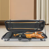 Maxbell Violin Case Lightweight Dustproof Shockproof Stylish Convenient Soft Padding Black Carbon Pattern