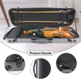 Maxbell Violin Case Lightweight Dustproof Shockproof Stylish Convenient Soft Padding Black Carbon Pattern