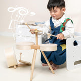 Maxbell Small Drum Set Music Practice Wooden Sensory Toys Educational Percussion Toy With Pedal Drum
