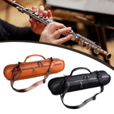 Maxbell Trave Flute Case Exterior Pocket Wear Resistant Handheld with Shoulder Strap brown
