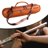 Maxbell Trave Flute Case Exterior Pocket Wear Resistant Handheld with Shoulder Strap brown